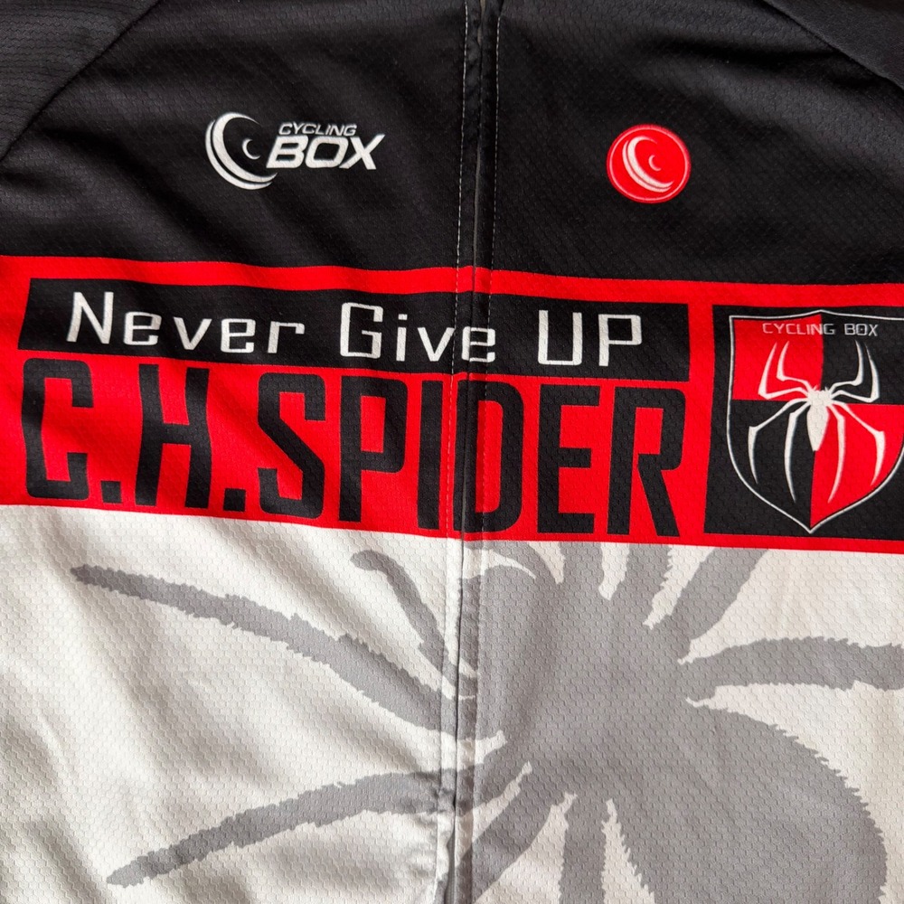 Cycling Box CH Spider Mens Cycling Jersey Short Sleeve Red Black White Size M A+ - Picture 2 of 8